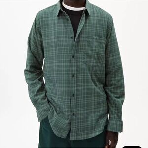 Green Plaid Button-Up Shirt